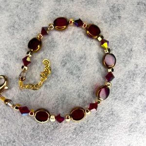 Ruby table glass bracelet/Handmade